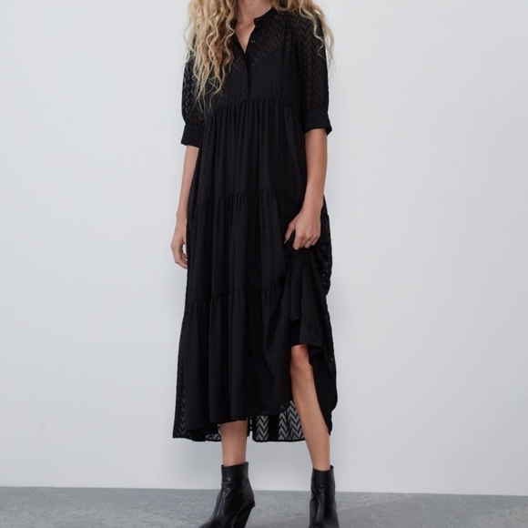 zara tiered maxi dress